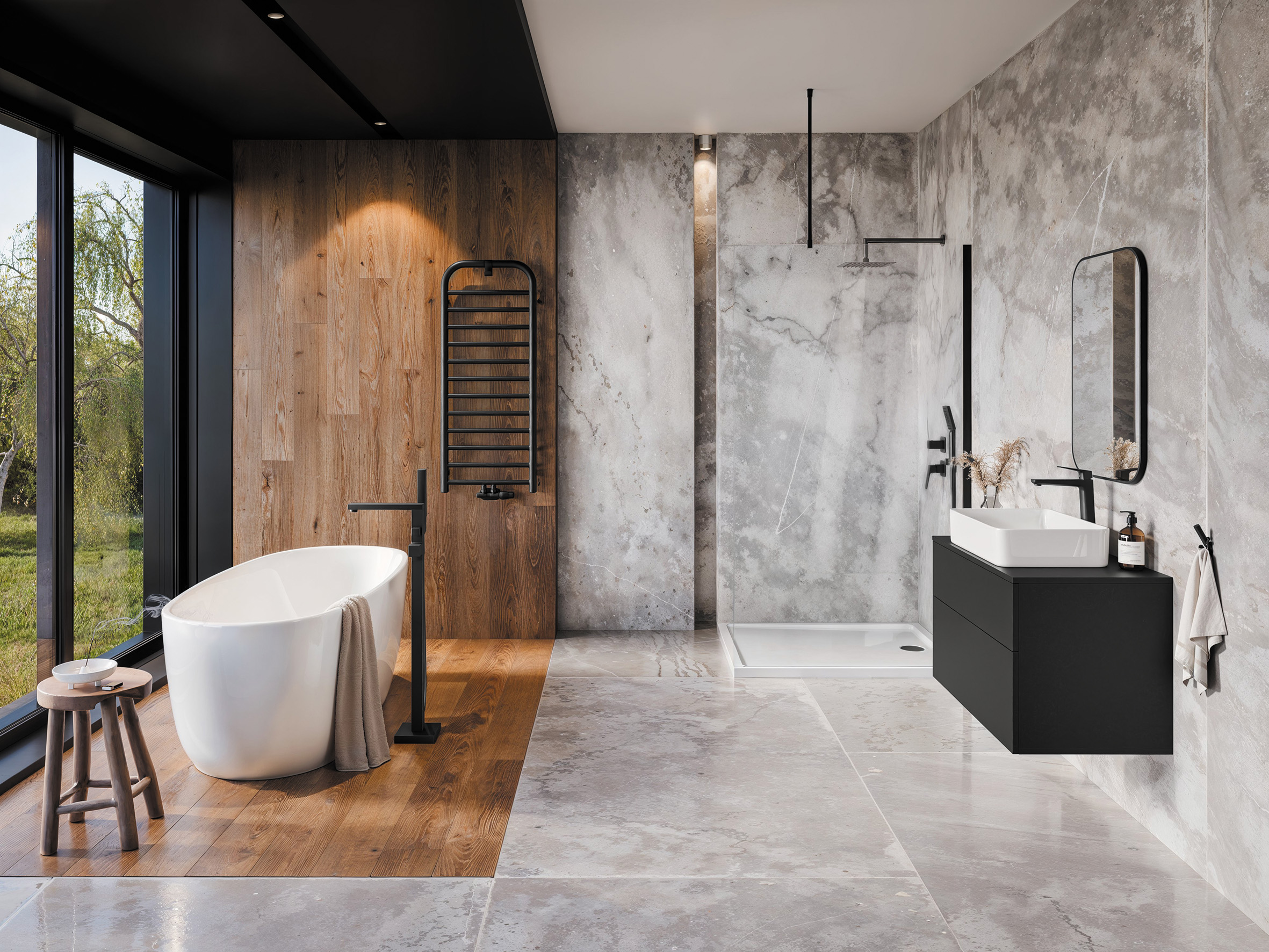 Deante Blur bateria wannowo-prysznicowa wolnostojąca czarna BQL_N17M - Wysyłka w 24h