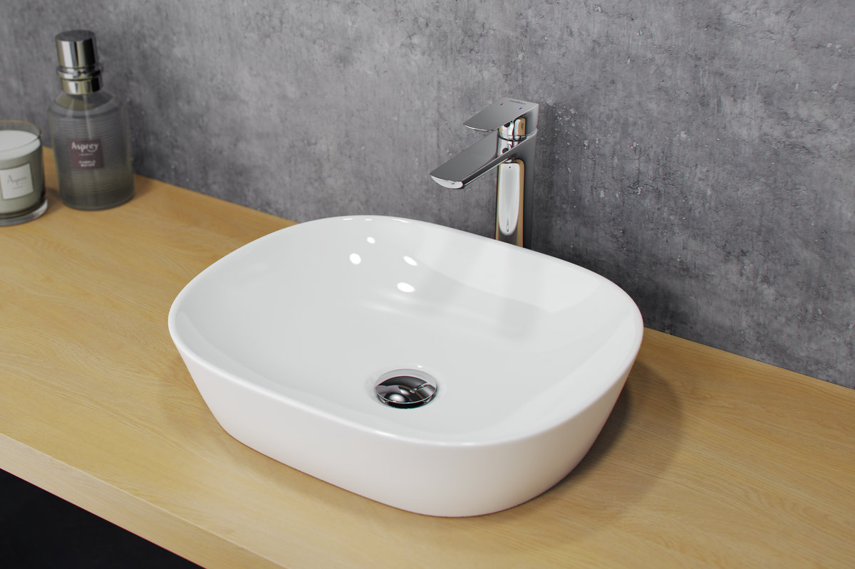Actima Jima umywalka 46,5x37.5 cm nablatowa owalna biała CEAC.2001.465.WH