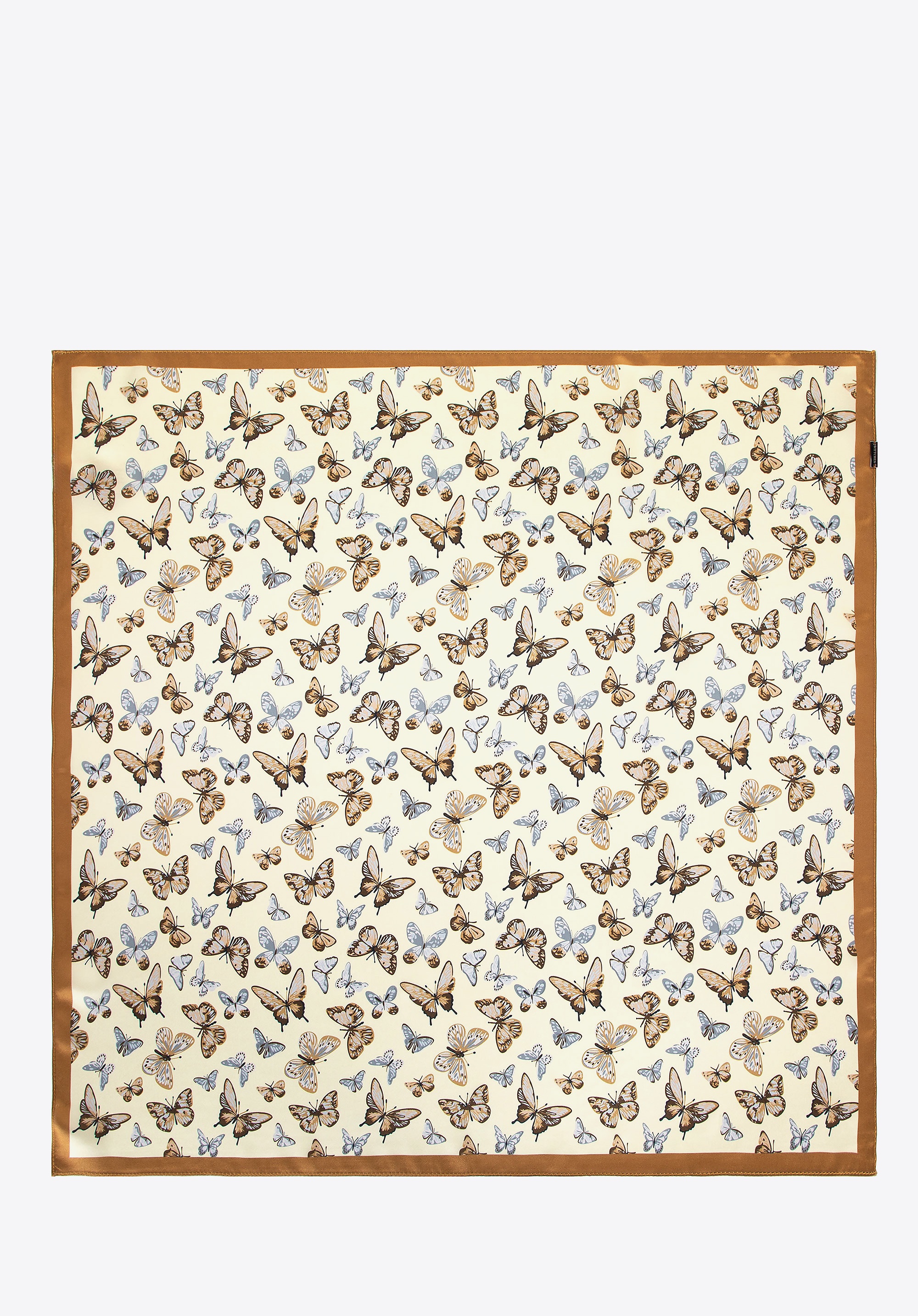 Damska apaszka jedwabna we wzory kremowo - brązowa