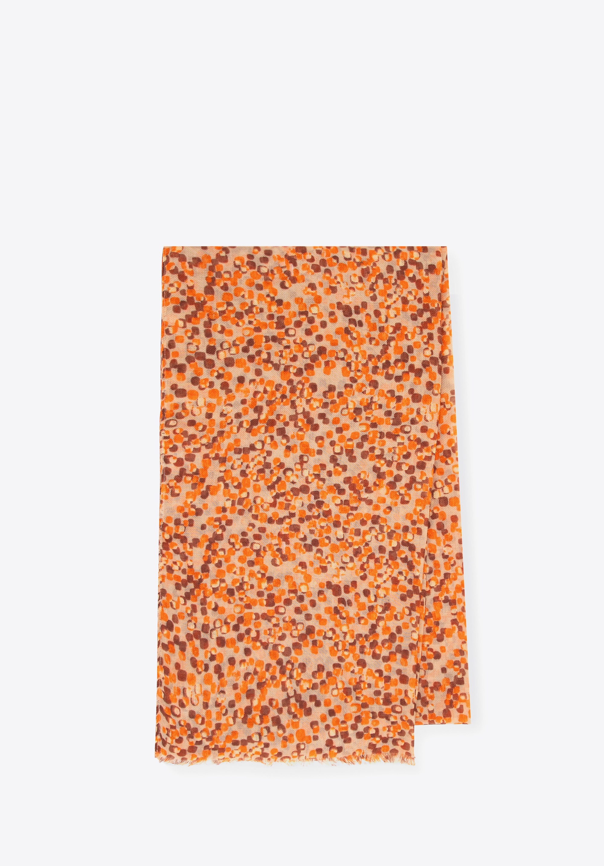 Wzorzysty damski szal pomarańczowo - brązowy