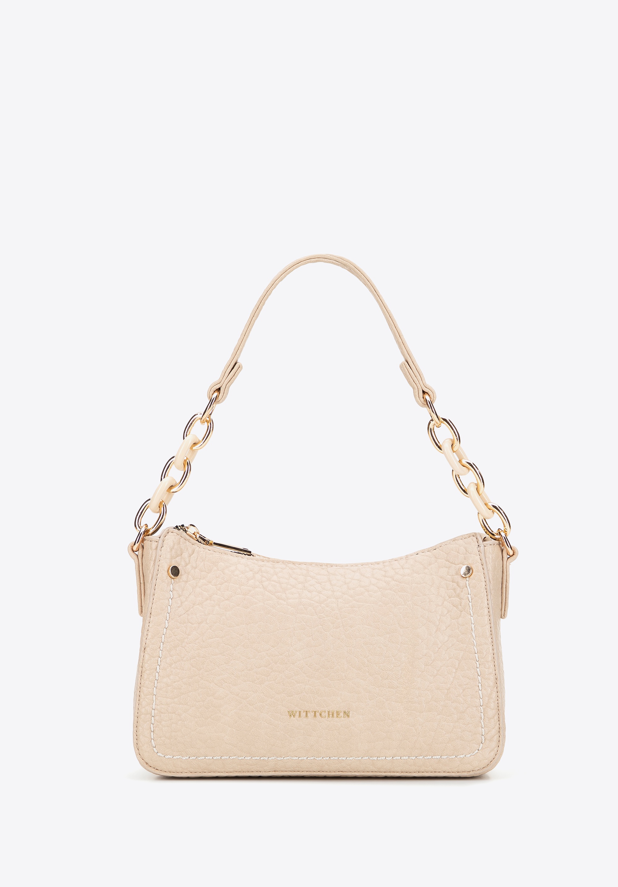 Mała torebka bagietka z ekoskóry kremowa