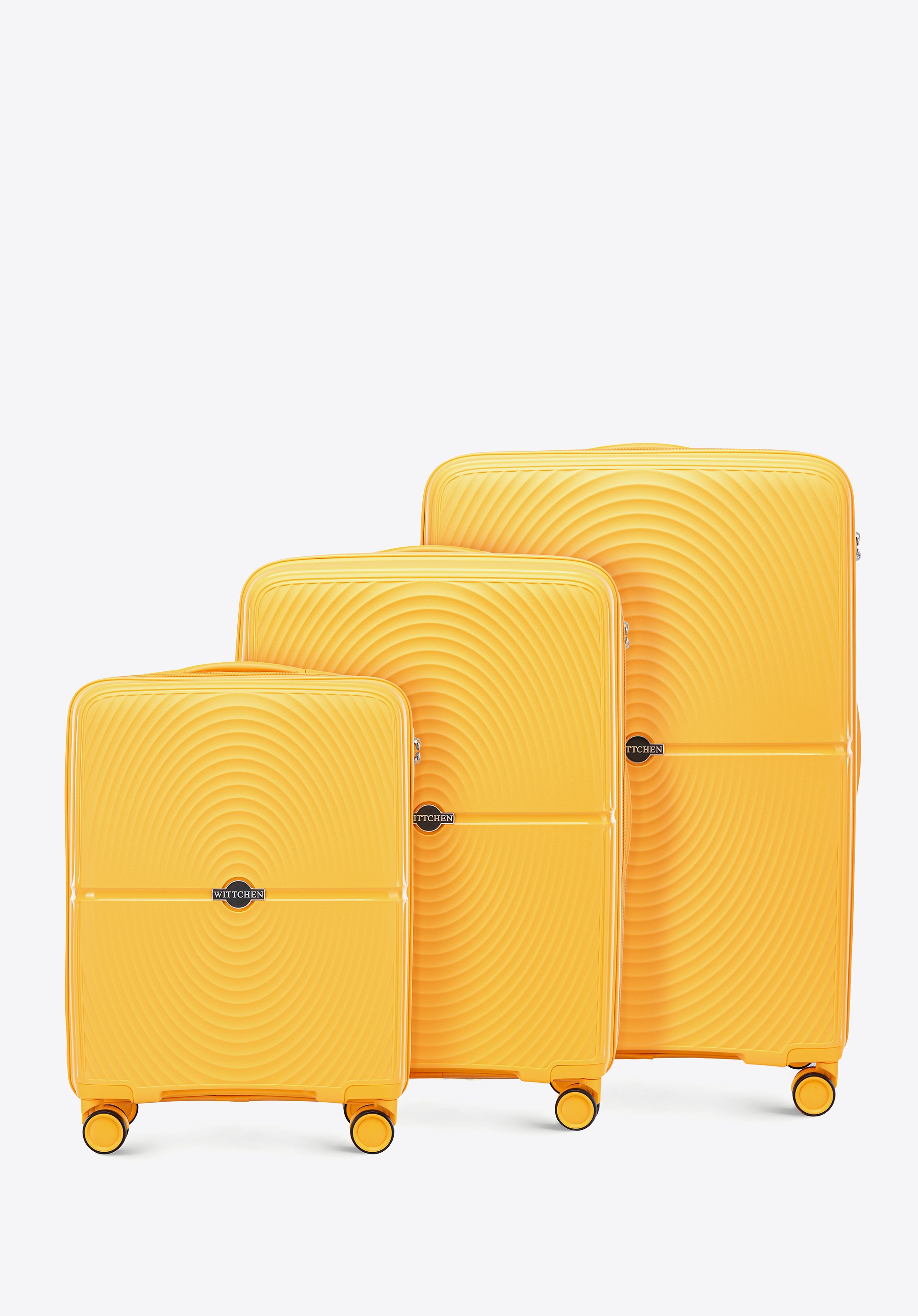 Zestaw walizek z polipropylenu w okręgi żółty
