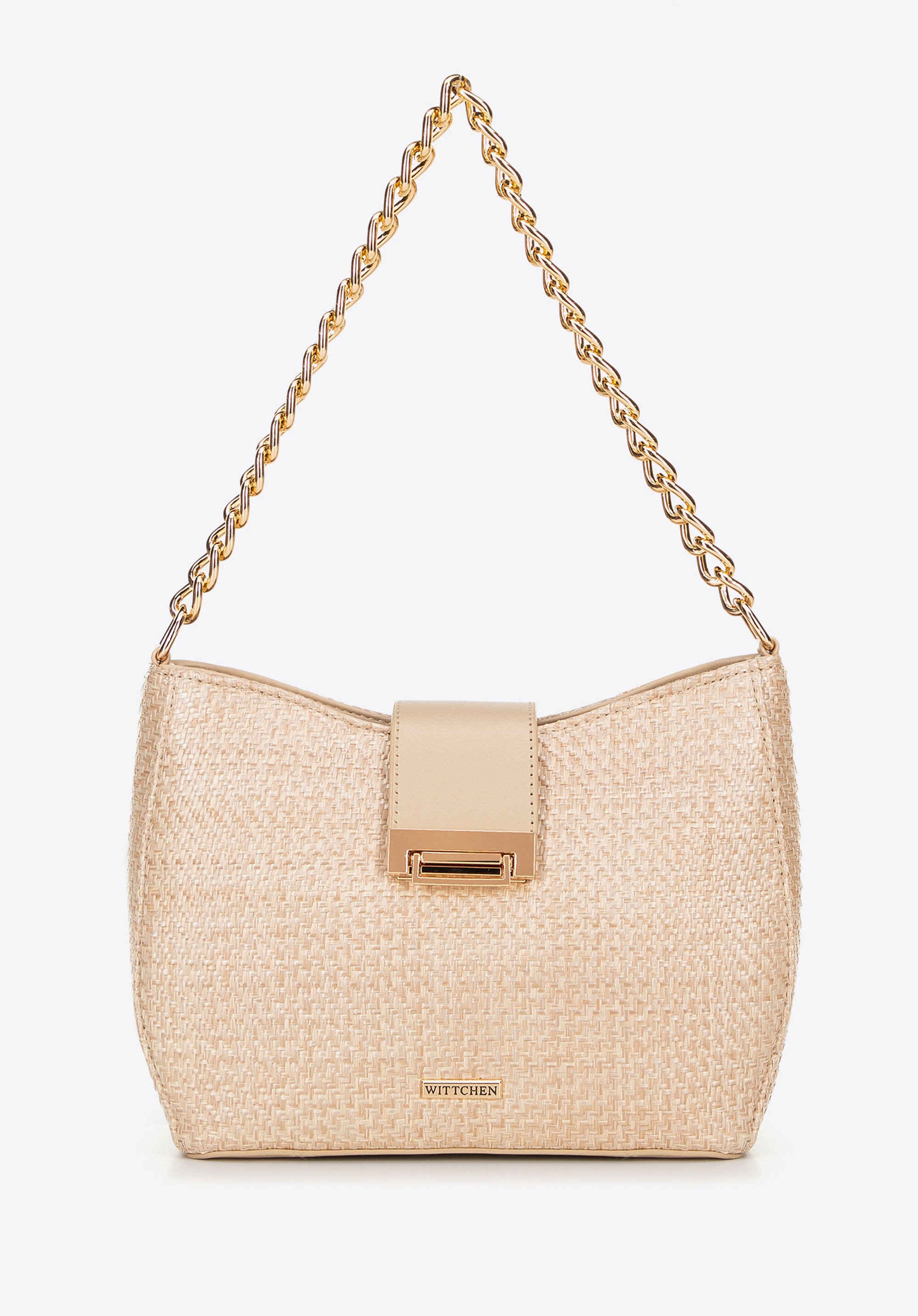 Damska torebka crossbody pleciona beżowa