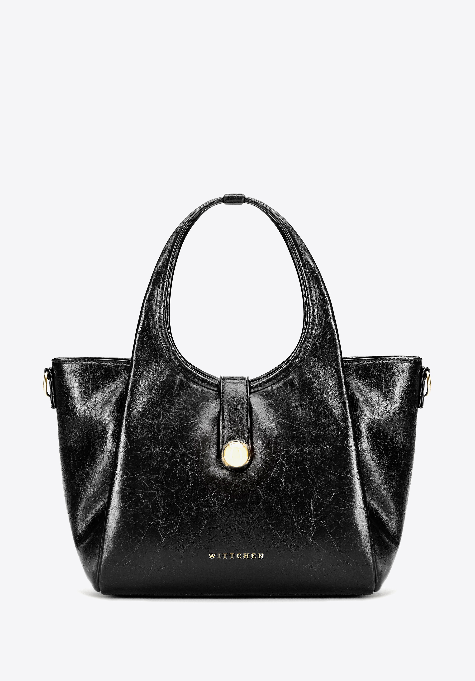 Damski kuferek z imitacji skóry z odpinanym paskiem czarny