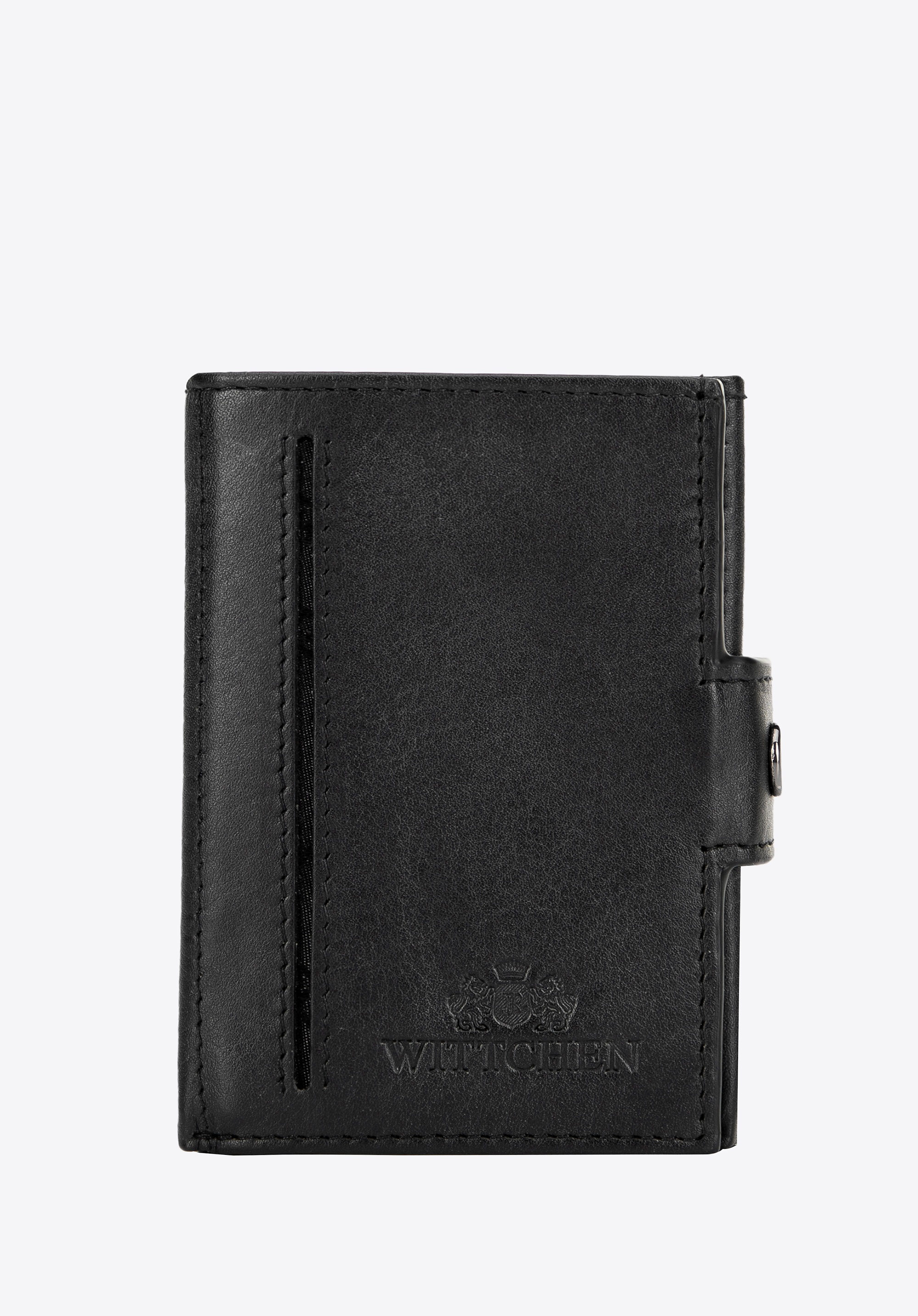 Męski portfel ze skóry składany z miejscem na brelok czarny