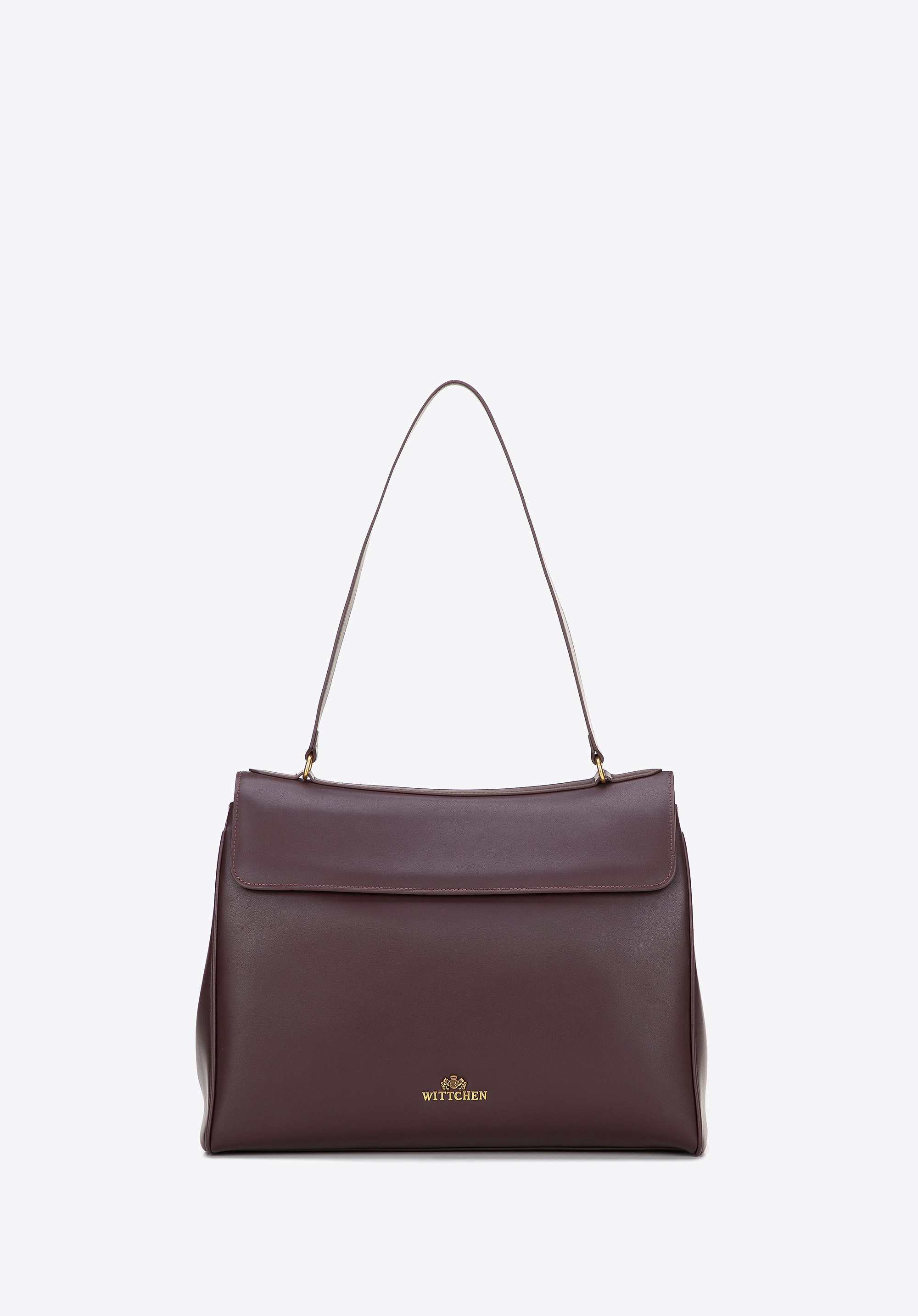 Pojemna torebka na ramię ze skóry naturalnej bordowa