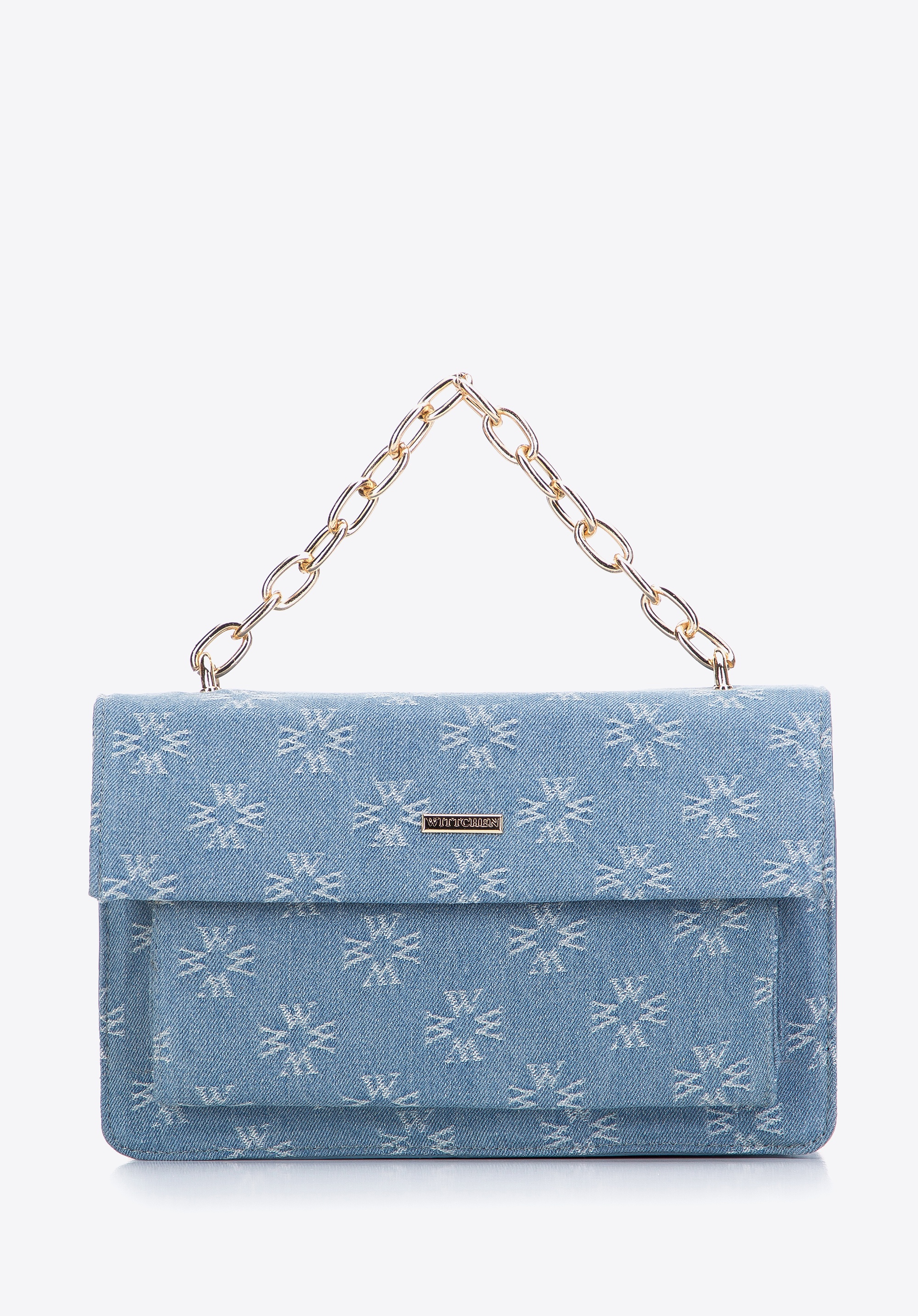 Damska listonoszka dżinsowa w monogram niebieska