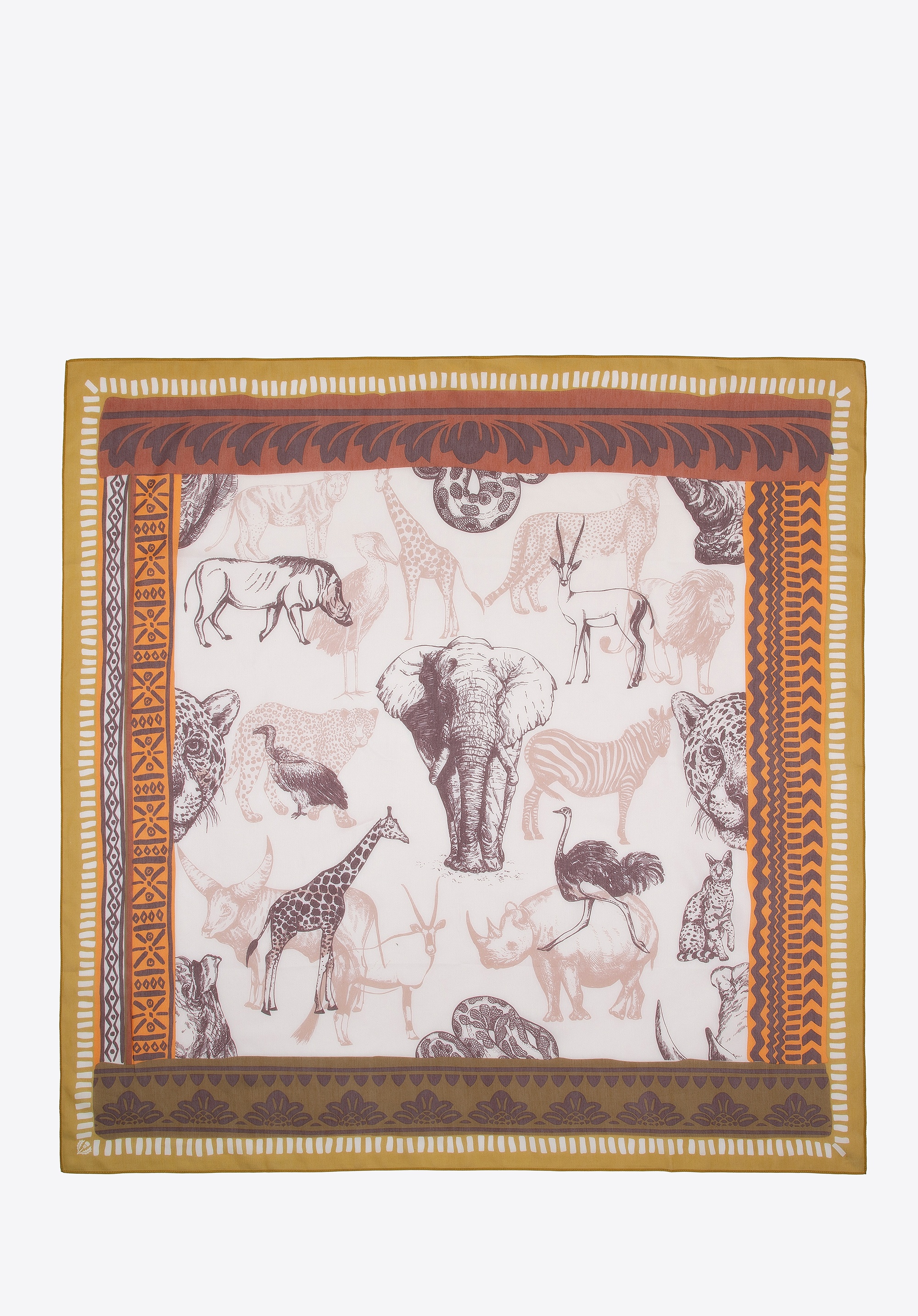 Damska chusta wzorzysta brązowo - beżowa