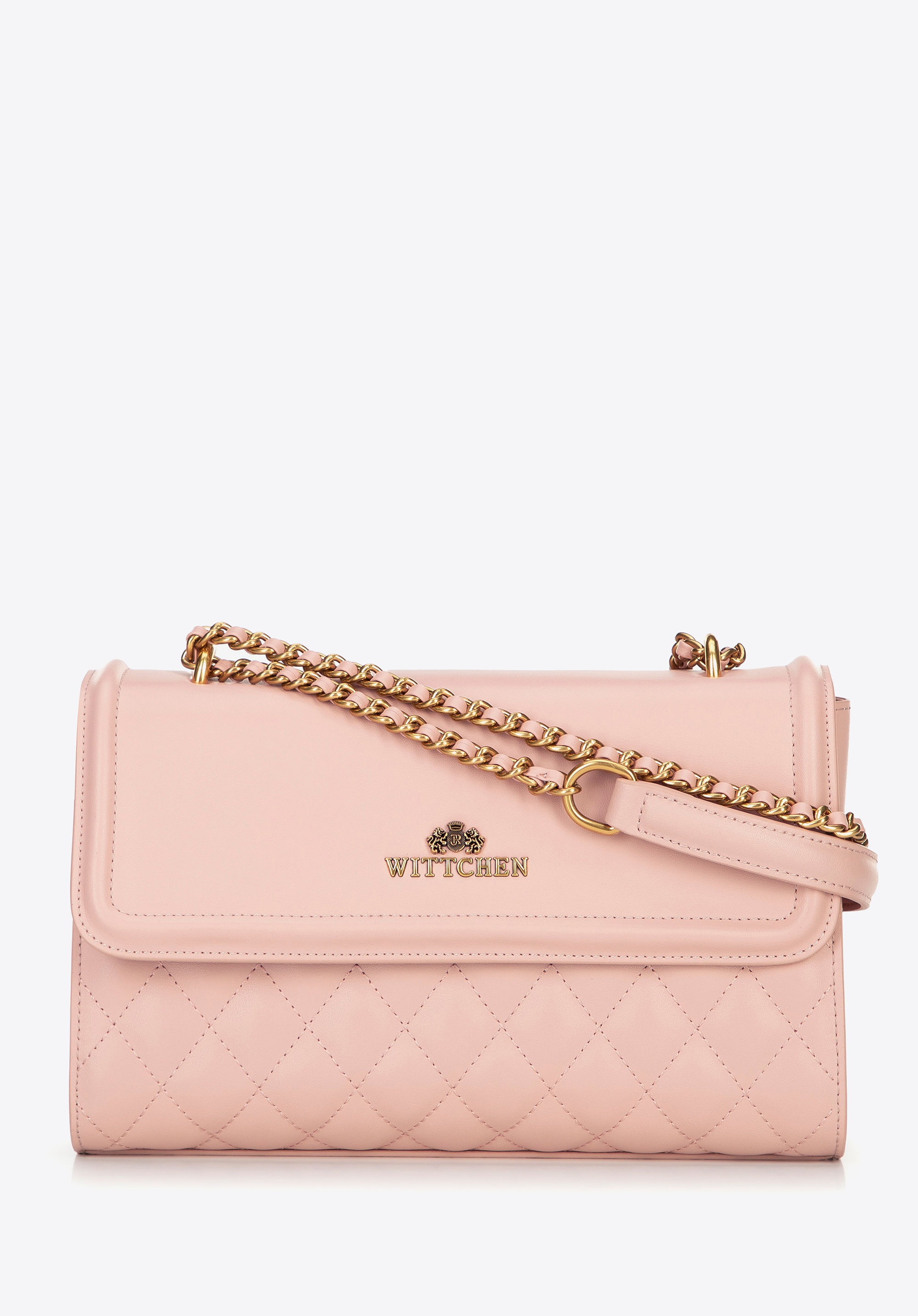 Damska listonoszka ze skóry naturalnej w pikowanie różowa