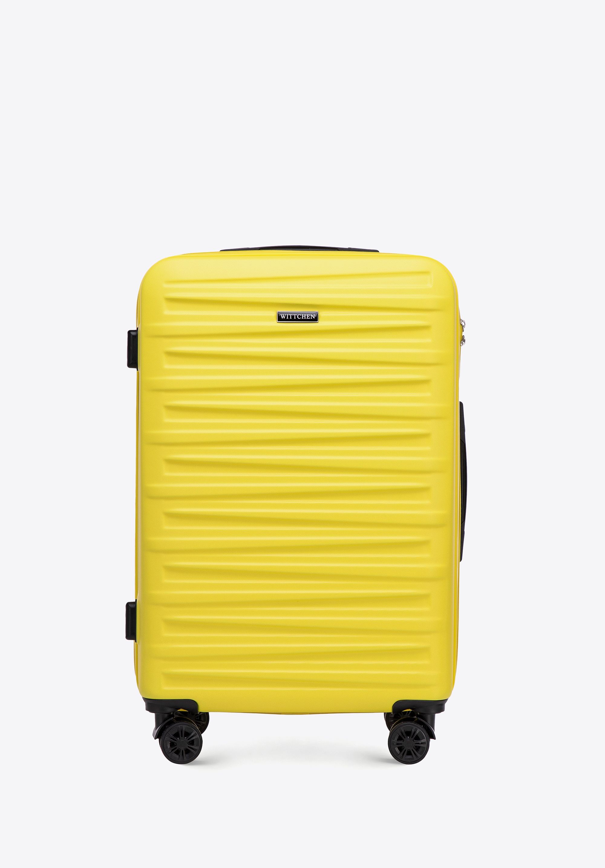 Średnia walizka z ABS-u w poziome tłoczenie żółta