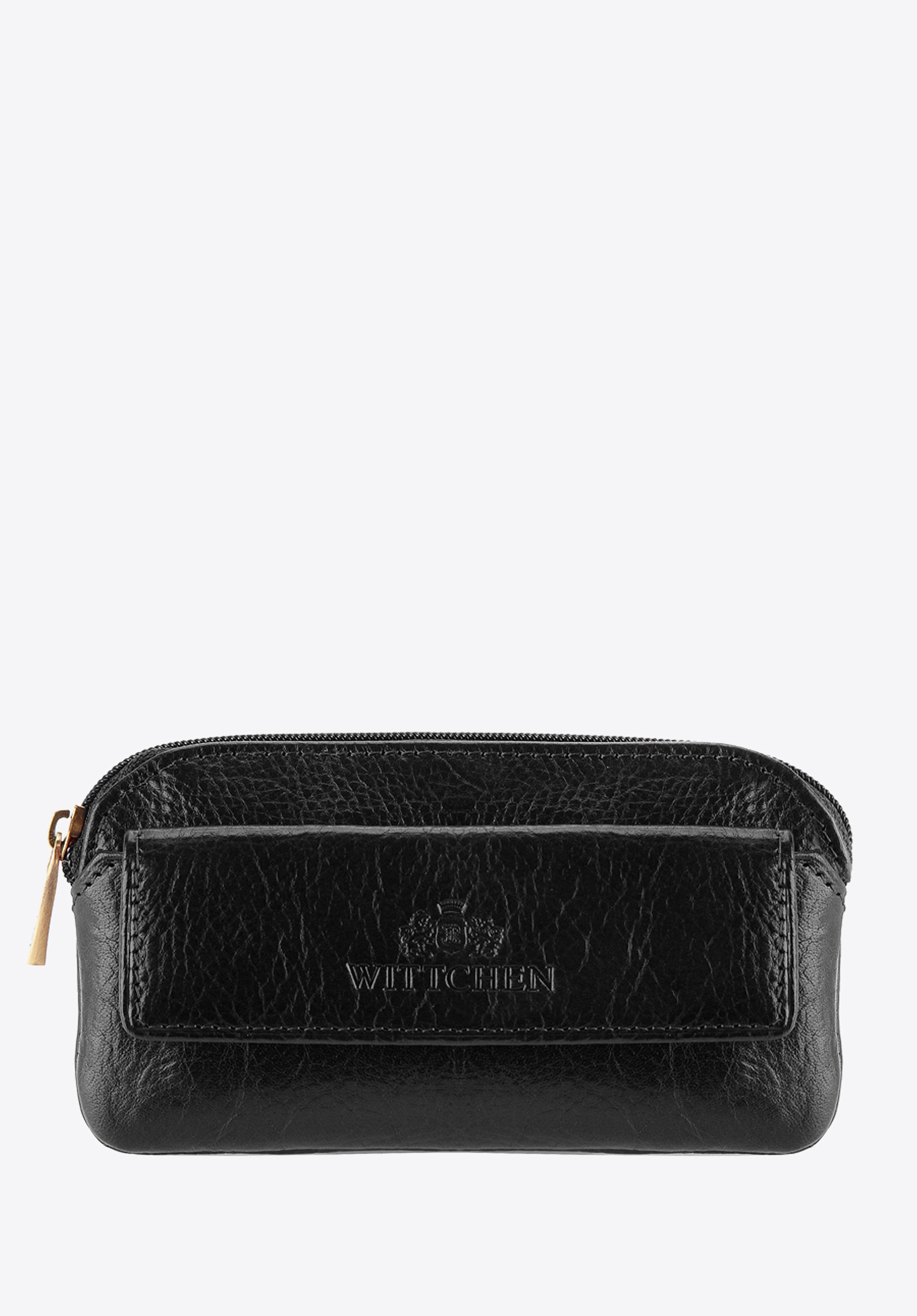 Etui na klucze skórzane z kieszonką czarne