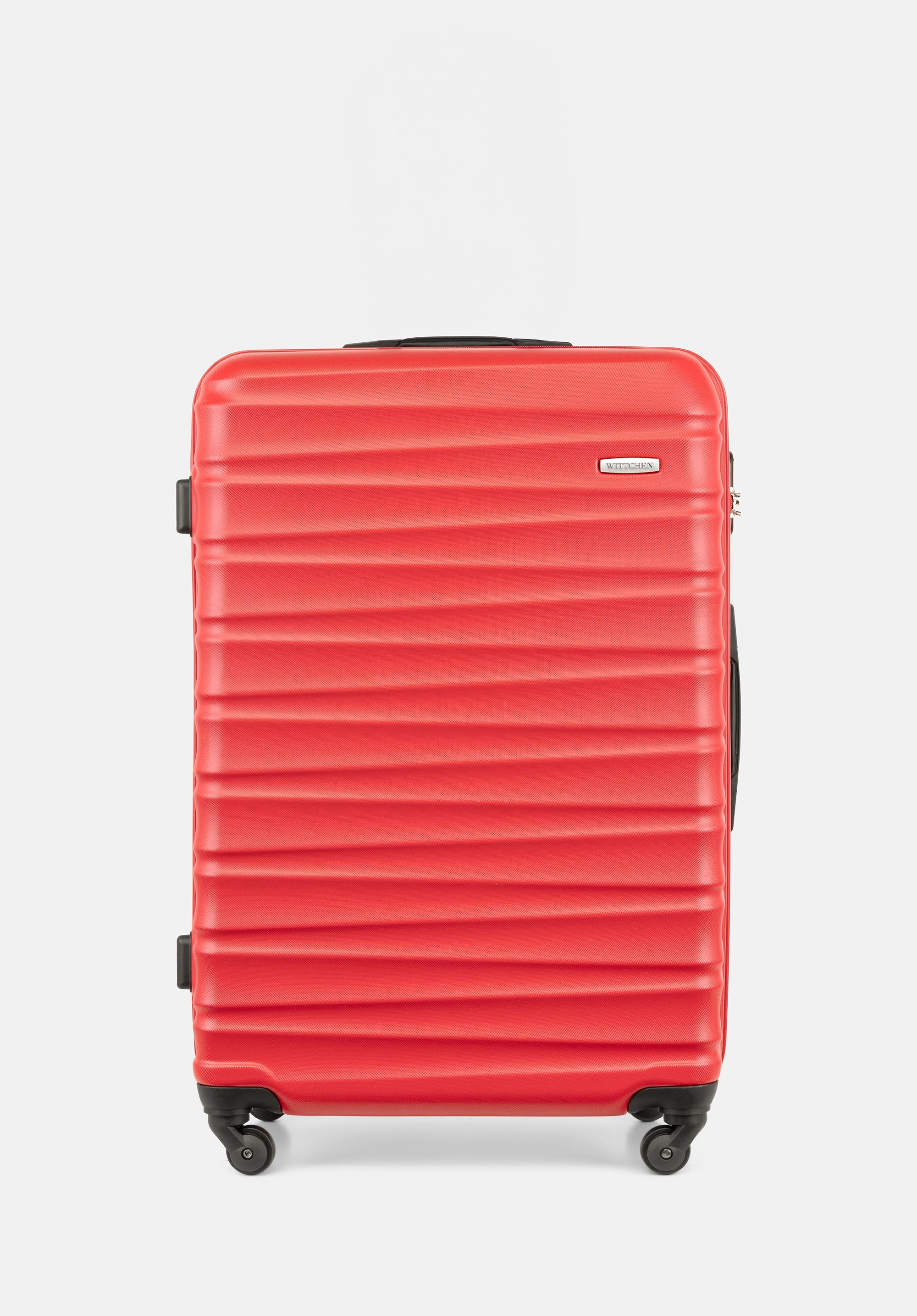 Duża walizka z ABS-u z żebrowaniem czerwona
