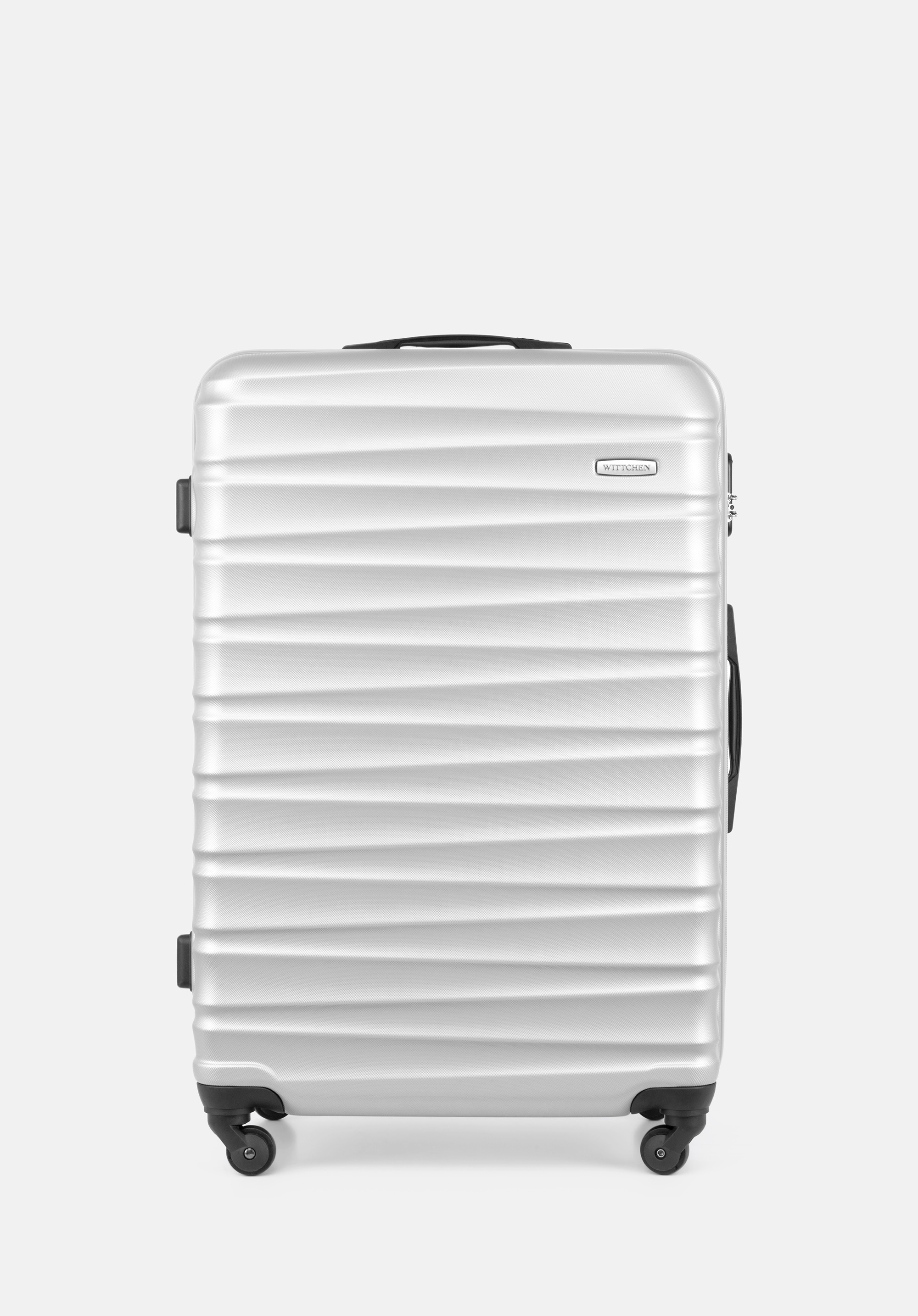 Duża walizka z ABS-u z żebrowaniem szara