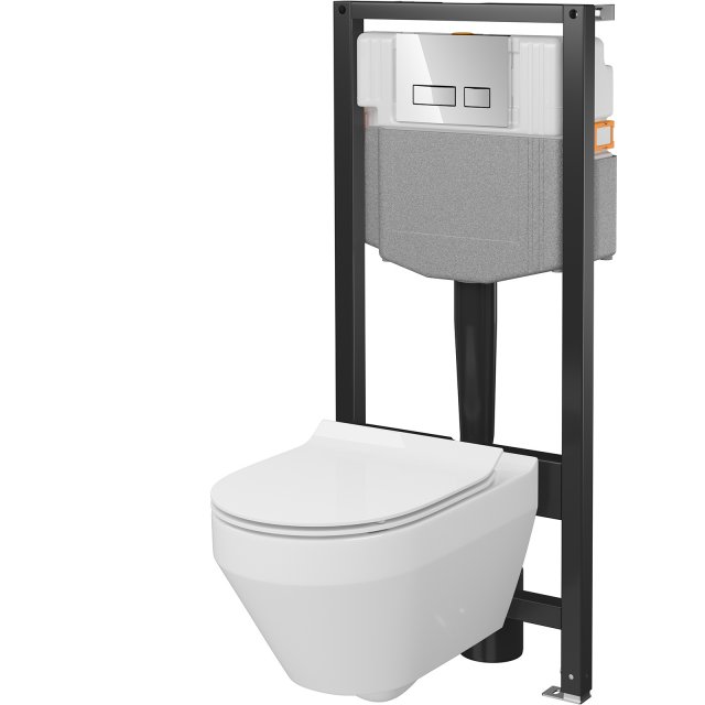 CERSANIT Zestaw podtynkowy mechaniczny 50, miska CREA, deska, przycis