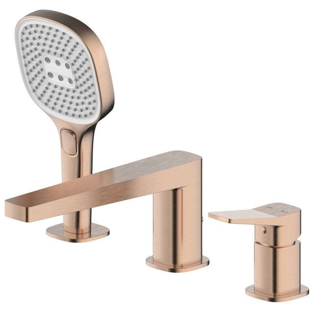 KFA Bateria wannowa MALAGA 3-otworowa stojąca różowa złota szczotkowa