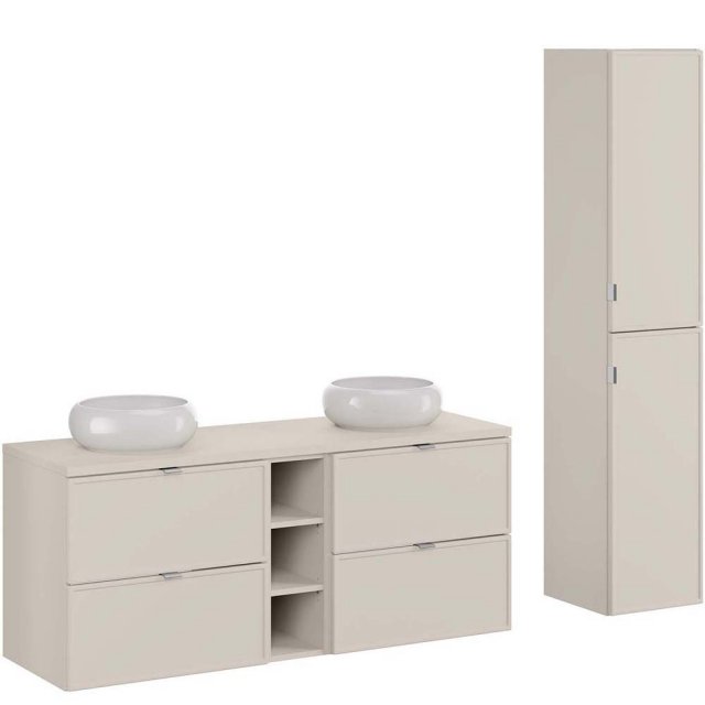 COMAD Zestaw mebli BELLA CASHMERE 3 szafki z blatem 140 cm, 2 umywalk