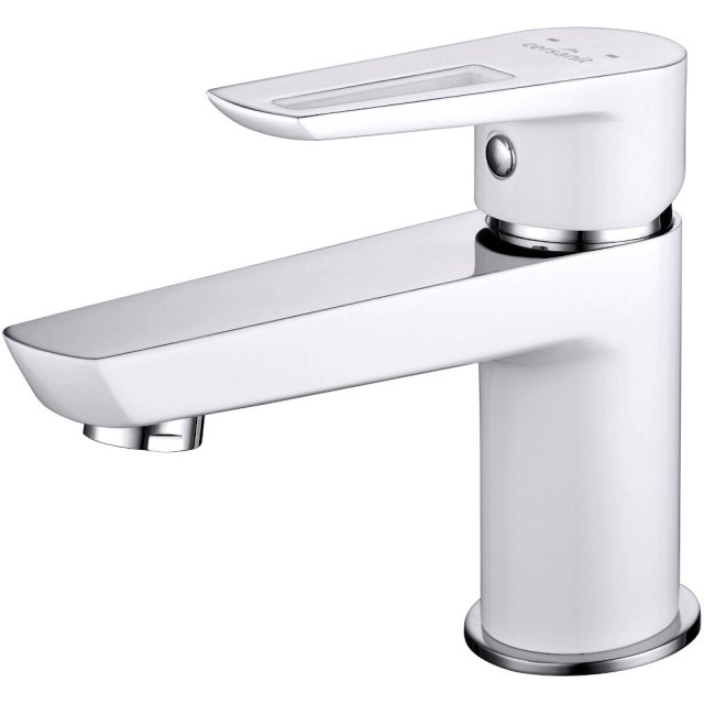 CERSANIT Bateria umywalkowa stojąca MILLE biała z korkiem metalowym S