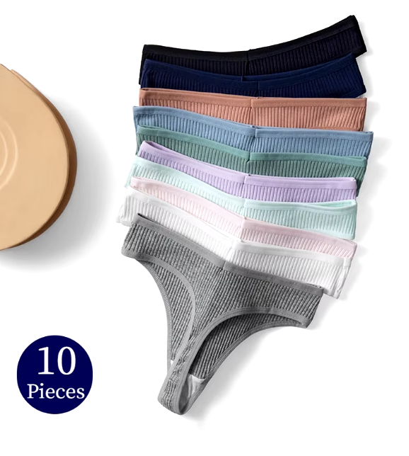 10 sztuk stringów prążkowanych 028