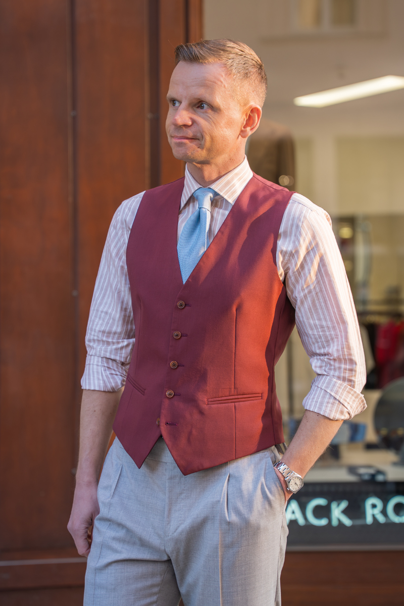 Kamizelka Air, bordowa, wełniana