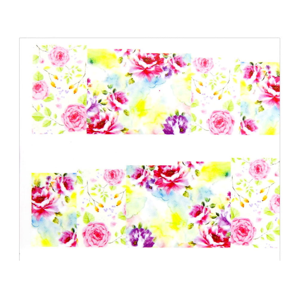 Naklejki wodne do paznokci arkusz 6,5 x 5,5 cm na 10 palców bn Nr 004