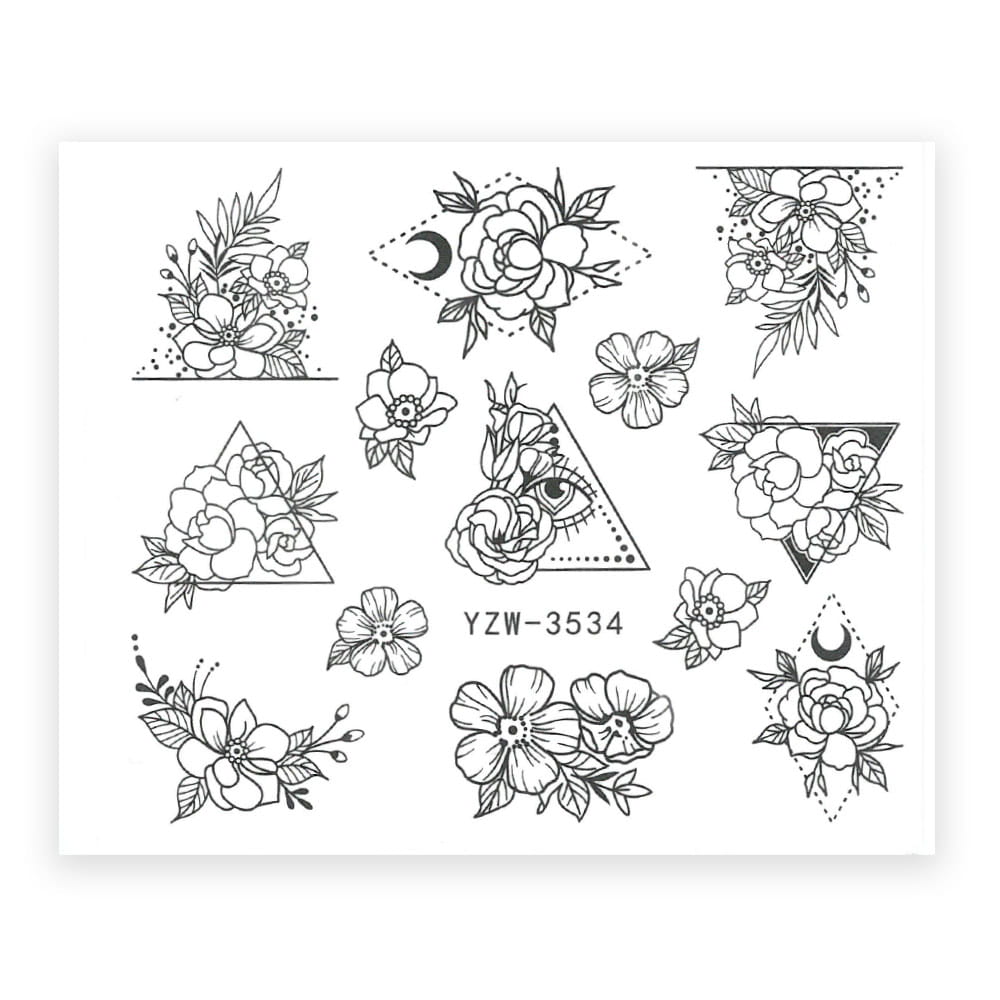 Naklejki wodne do paznokci kwiaty YZW-3534