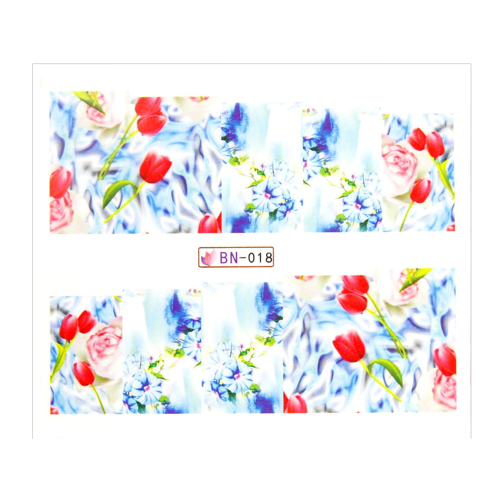 Naklejki wodne do paznokci arkusz 6,5 x 5,5 cm na 10 palców bn Nr 018