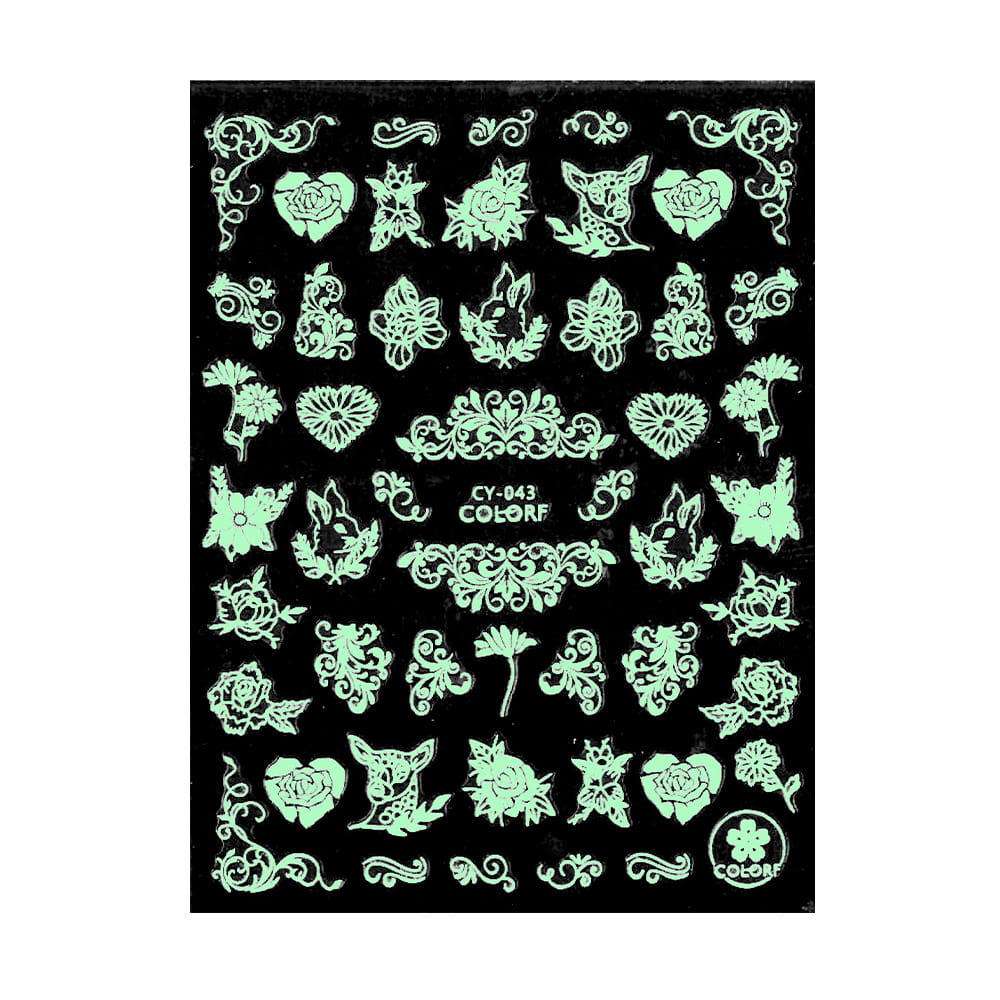 Naklejki do paznokci cienkie samoprzylepne świecące w UV Colorf CY-043