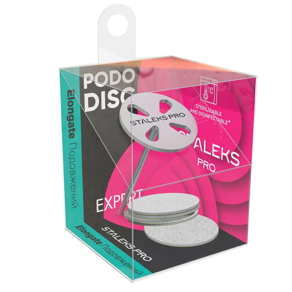 Dysk tarcza do pedicure wydłużony PODODISC Staleks Expert zestaw trzpień dysk + nakładki tarcze wymienne M 180 grit 20 mm 5 szt