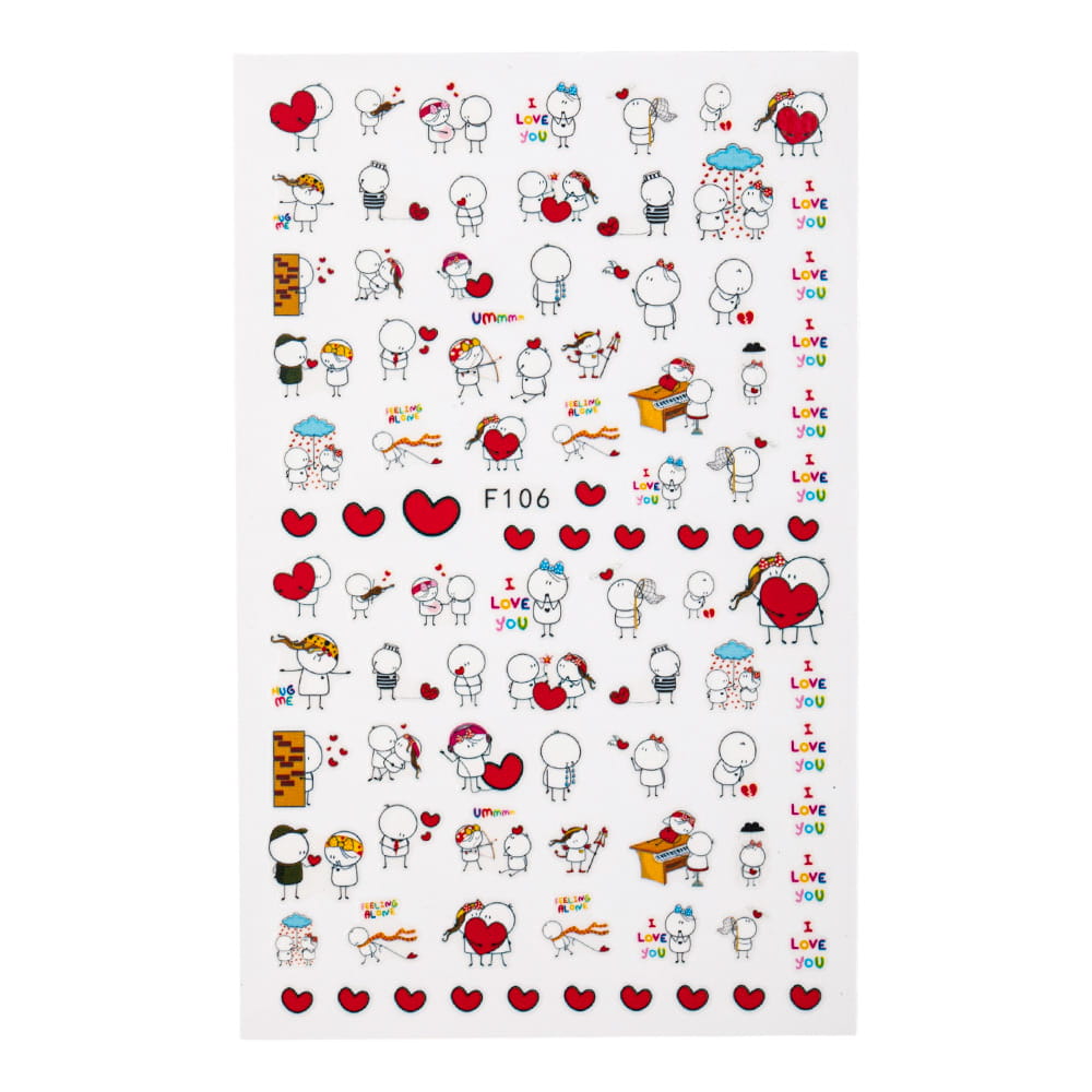 Naklejki do paznokci samoprzylepne walentynkowe F106