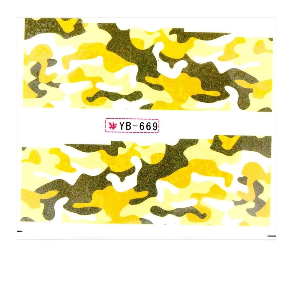 Naklejki wodne do paznokci arkusz 6,5 x 5,5 cm na 10 palców yb Nr 669