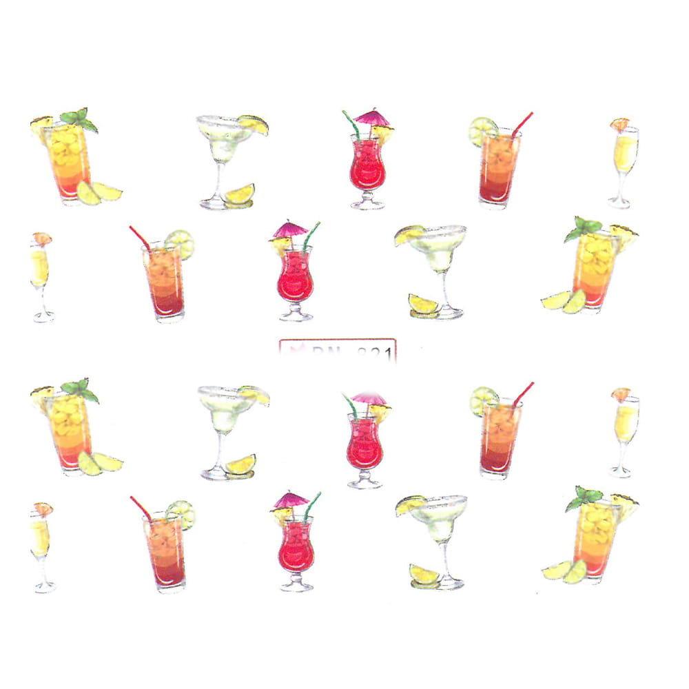 Naklejki wodne do paznokci koktajl BN-821