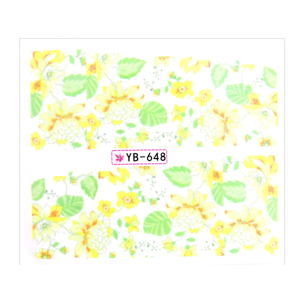 Naklejki wodne do paznokci arkusz 6,5 x 5,5 cm na 10 palców yb Nr 648