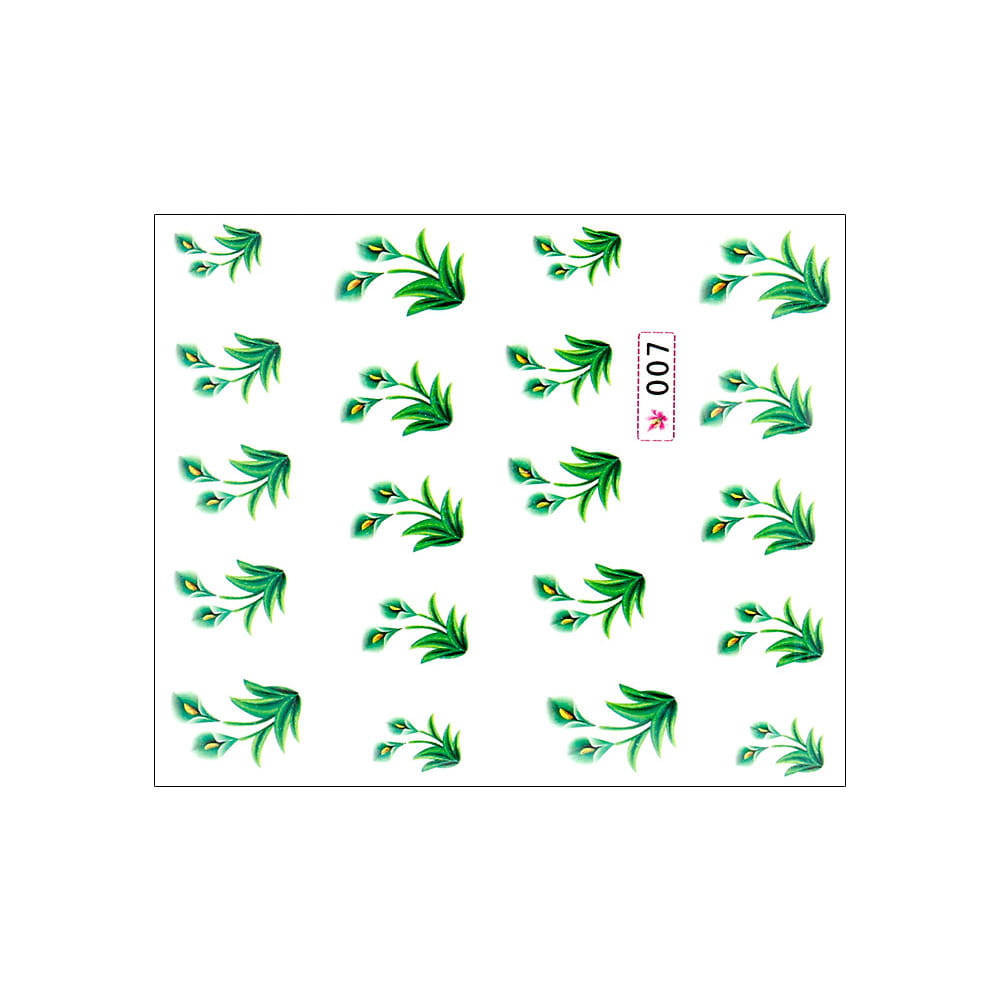 Naklejki wodne do paznokci rośliny Nr 007