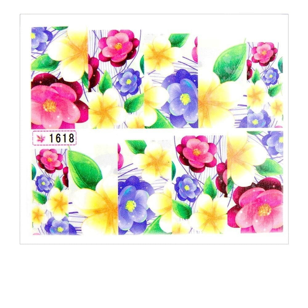 Naklejki wodne do paznokci arkusz 6,5 x 5,5 cm na 10 palców Nr 1618
