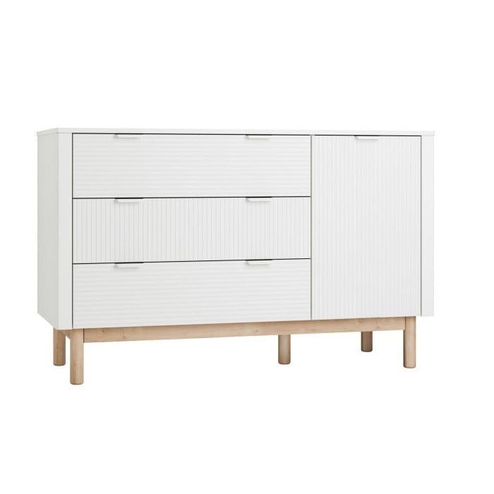 Pinio Miloo - komoda 3 szuflady + 1 drzwi-Biały