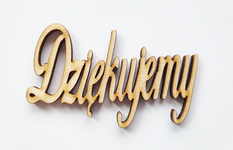 Drewniany napis 3D Dziękujemy