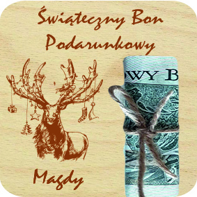 Świąteczny Bon Podarunkowy, drewniana kartka na prezent, pieniadze, banknoty, Imię, napis, słowo, grawer