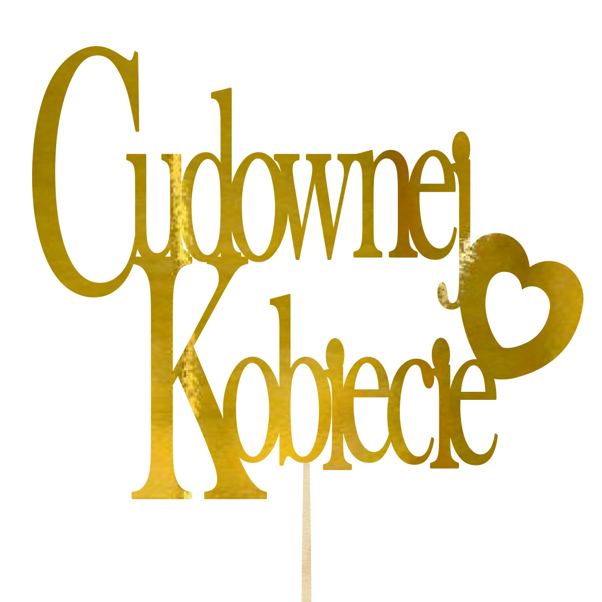 Topper dekoracja na bok tortu pik do prezentu lub bukietu kwiatów dzień kobiet 8 marca złote lustro