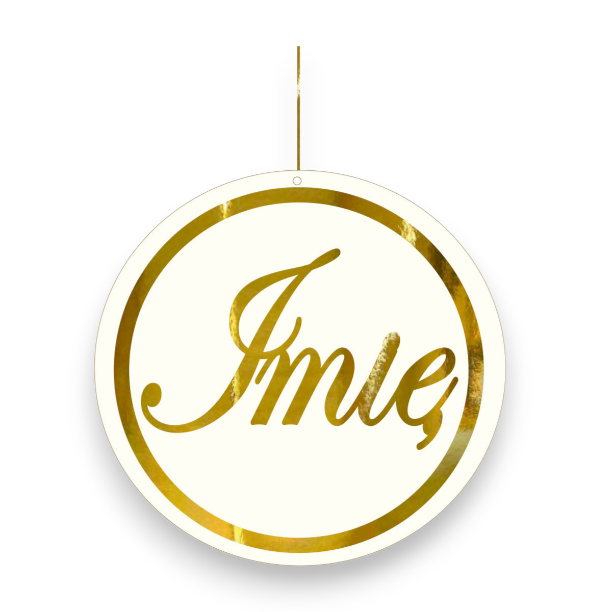 Baner imienię koło dekoracja ścianka na Komunię Chrzest Urodziny złote lustro