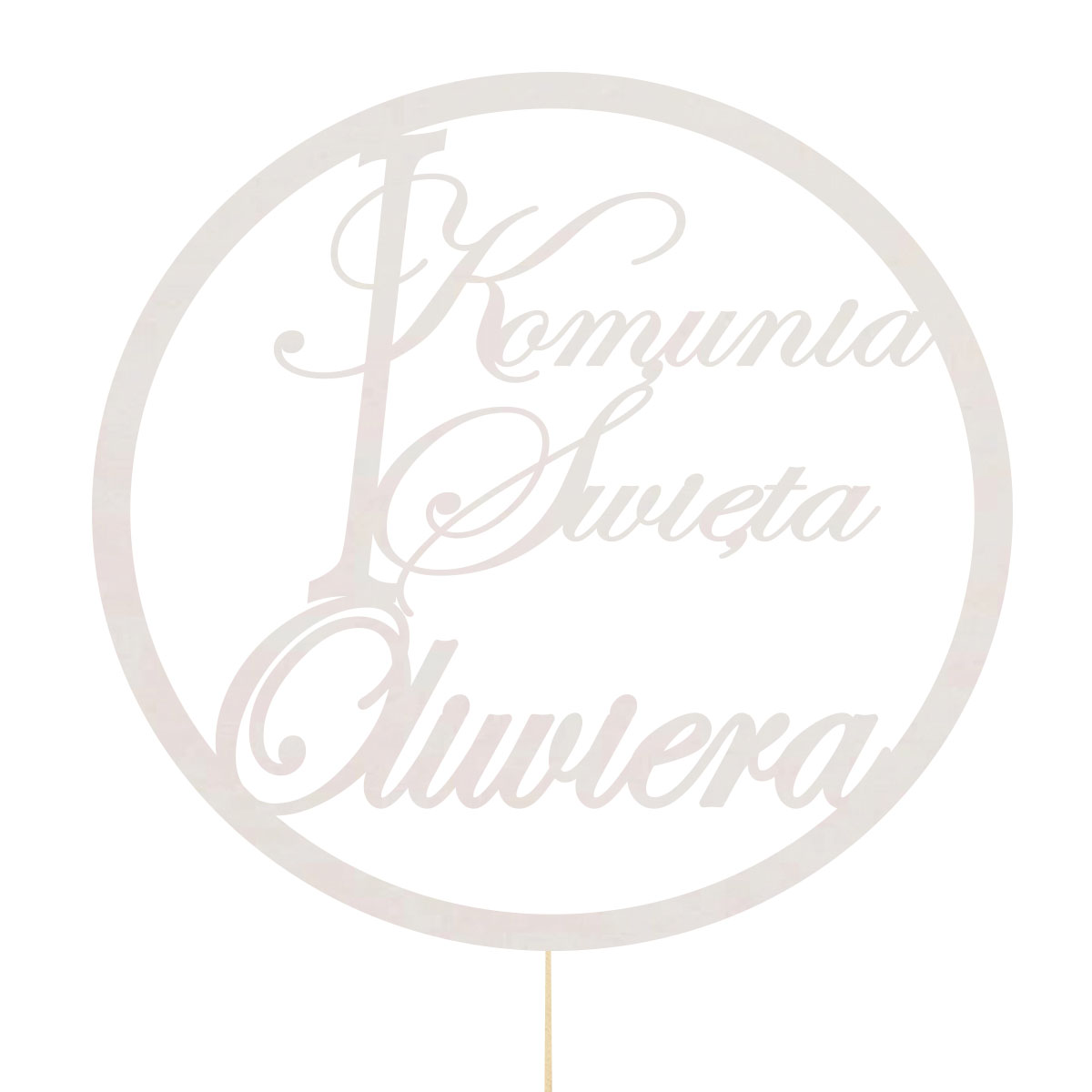 Topper dekoracja na bok tortu pik Pierwsza Komunia Święta bermata napis imię