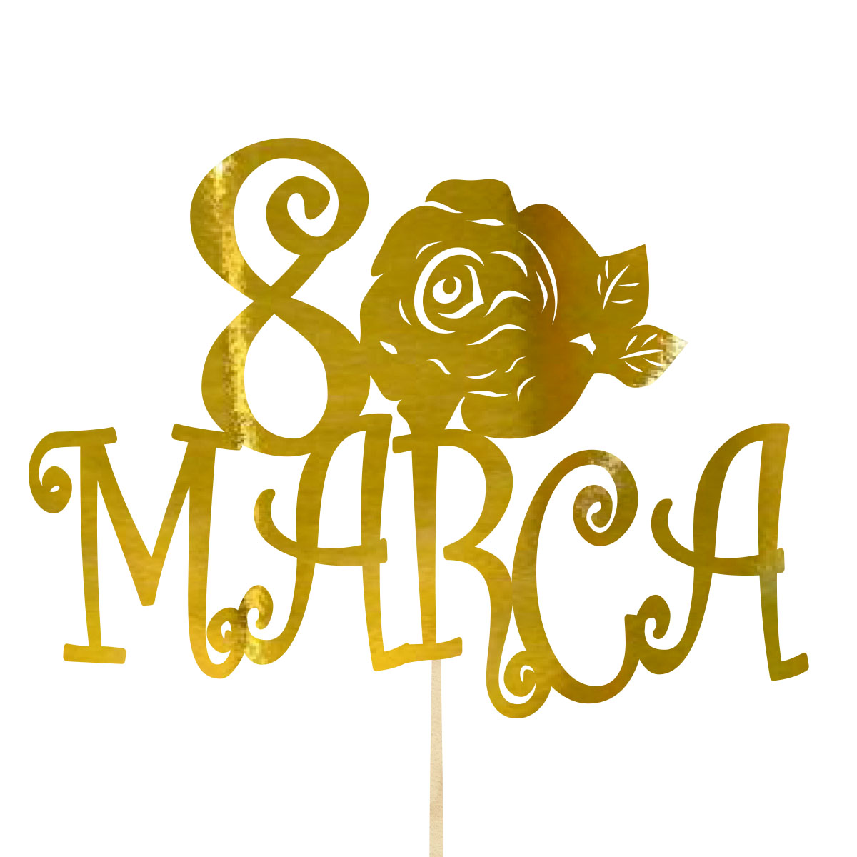 Topper dekoracja na bok tortu pik do prezentu lub bukietu kwiatów dzień kobiet 8 marca złote lustro