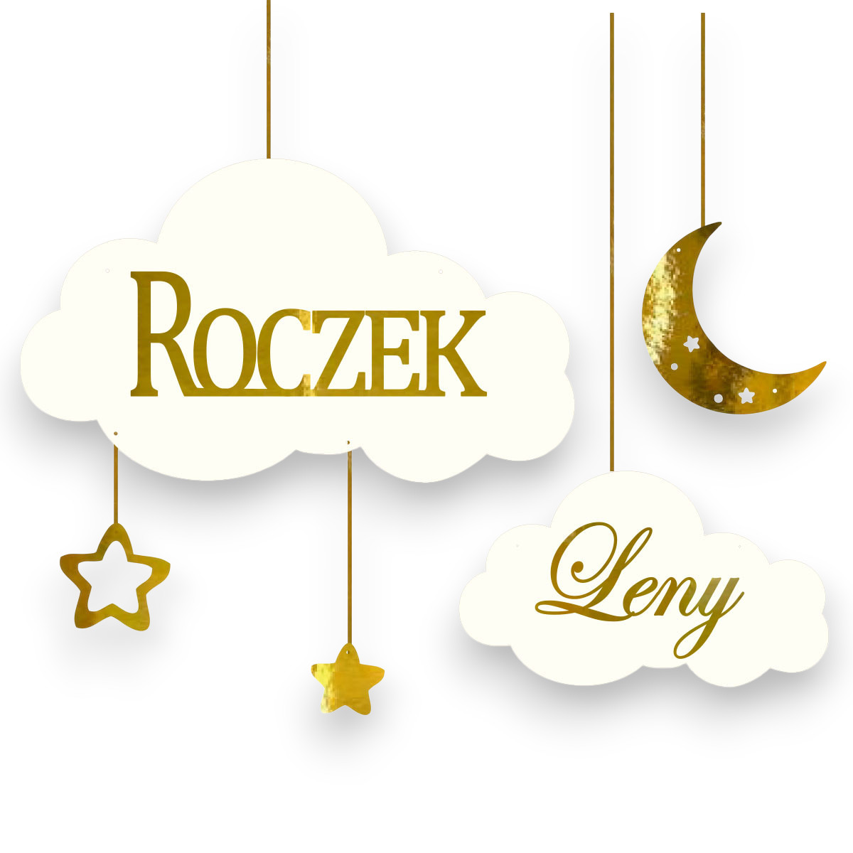 Baner na Roczek z imieniem chmurka dekoracja 1 urodziny ścianka Tablica napis złote lustro zestaw