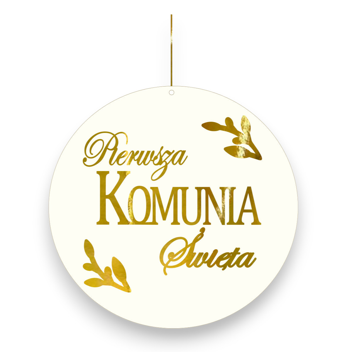 Baner na Komunię IHS napis Tablica złote lustro koło