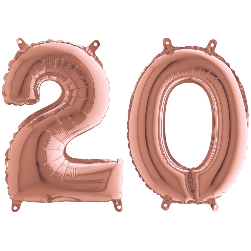 Balony Foliowe Cyfra "20", 100 cm, różowe złoto