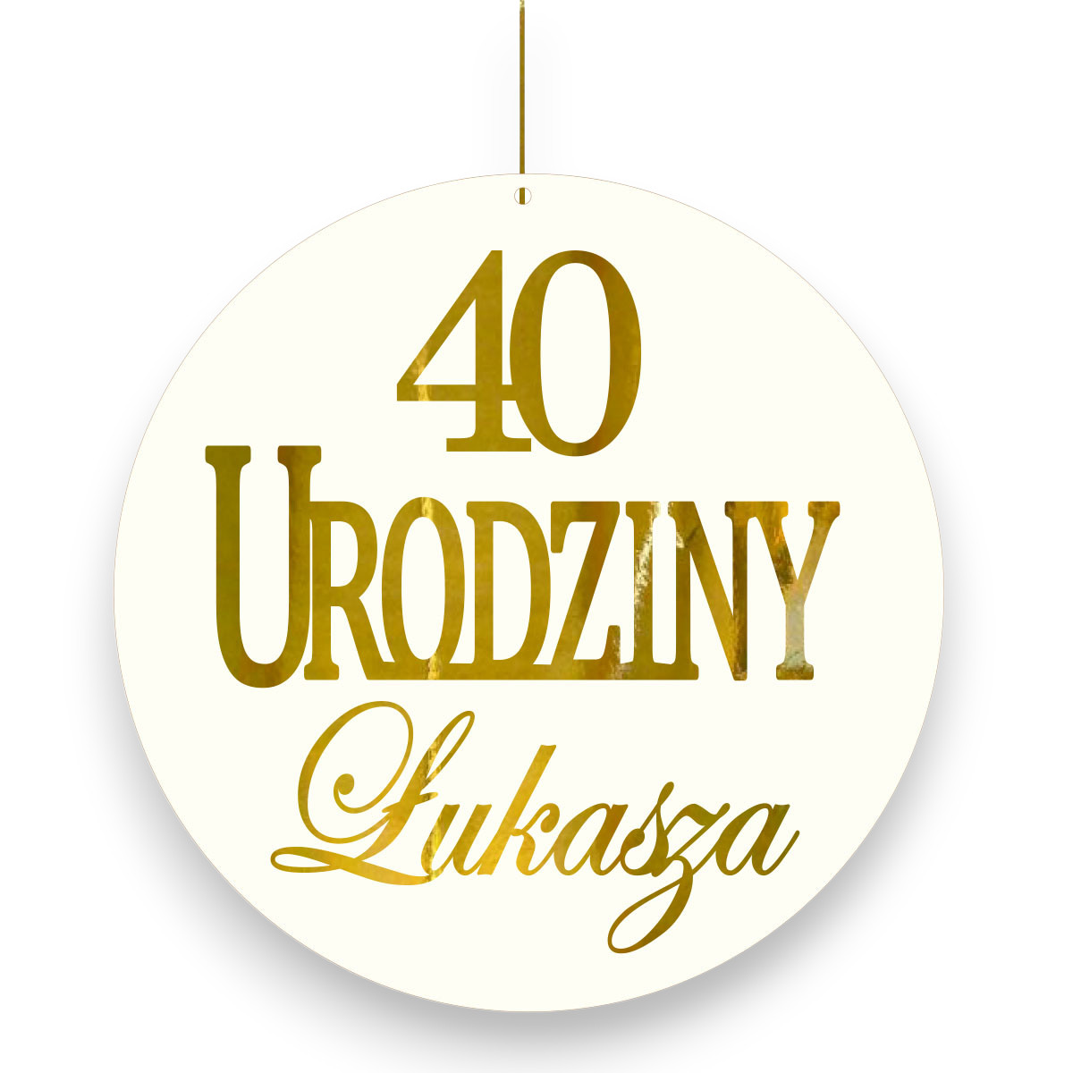 Baner na 40 urodziny 18, 30,50... twój napis obręcz dekoracja ścianka na czterdziestkęTablica złote lustro zestaw
