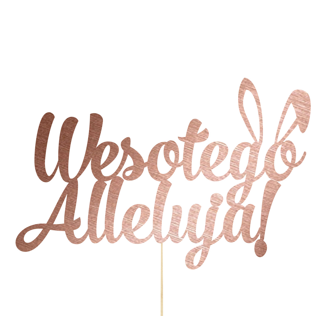 Topper dekoracja wielkanocna Wesołego Alleluja na bok pik do babeczki prezentu lub bukietu różowe złoto lustro