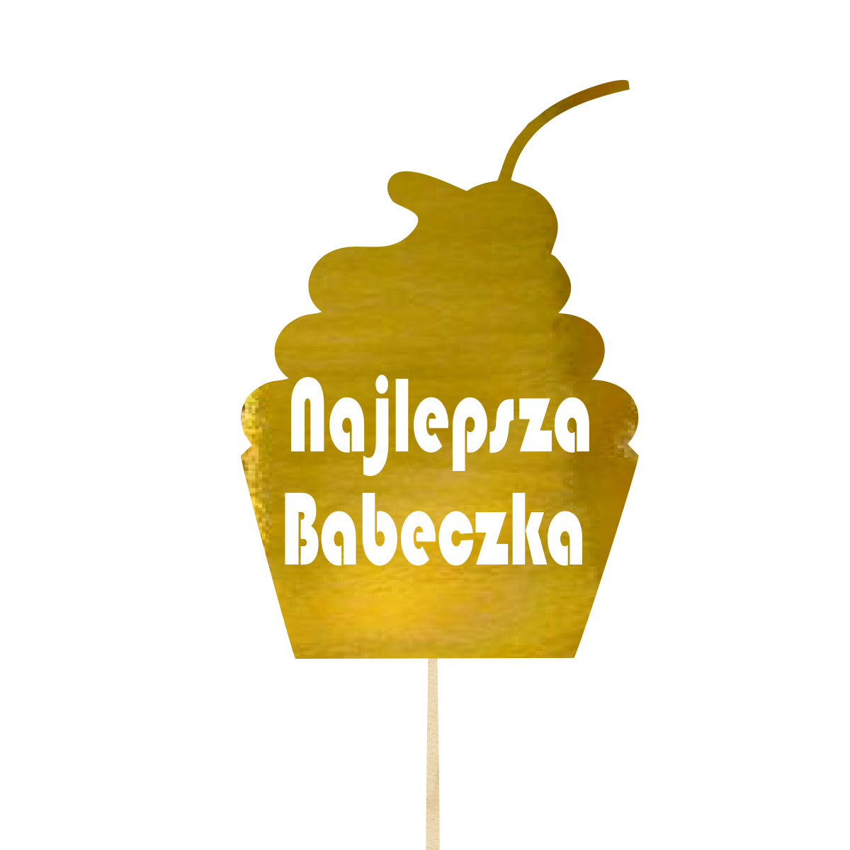 Topper dekoracja na bok tortu pik do prezentu lub bukietu kwiatów dzień kobiet 8 marca złote lustro