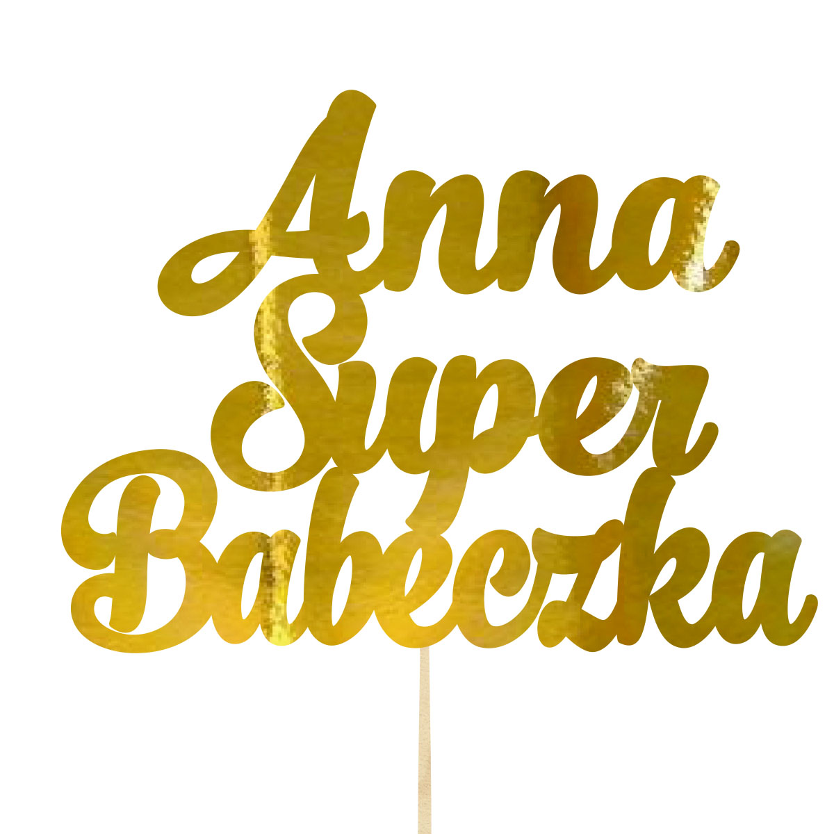 Topper dekoracja na bok tortu pik do prezentu lub bukietu kwiatów dzień kobiet 8 marca złote lustro imię napis