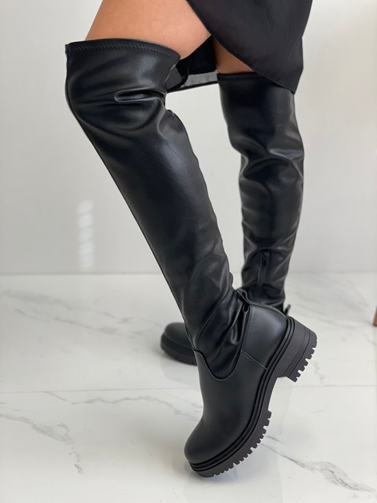 Kozaki stretchowe ATENA 11 Czarny stretch lico