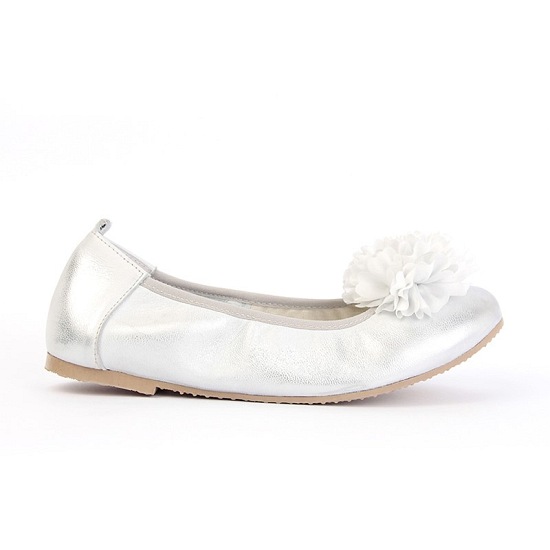 Baleriny 929/81 Srebro/biały